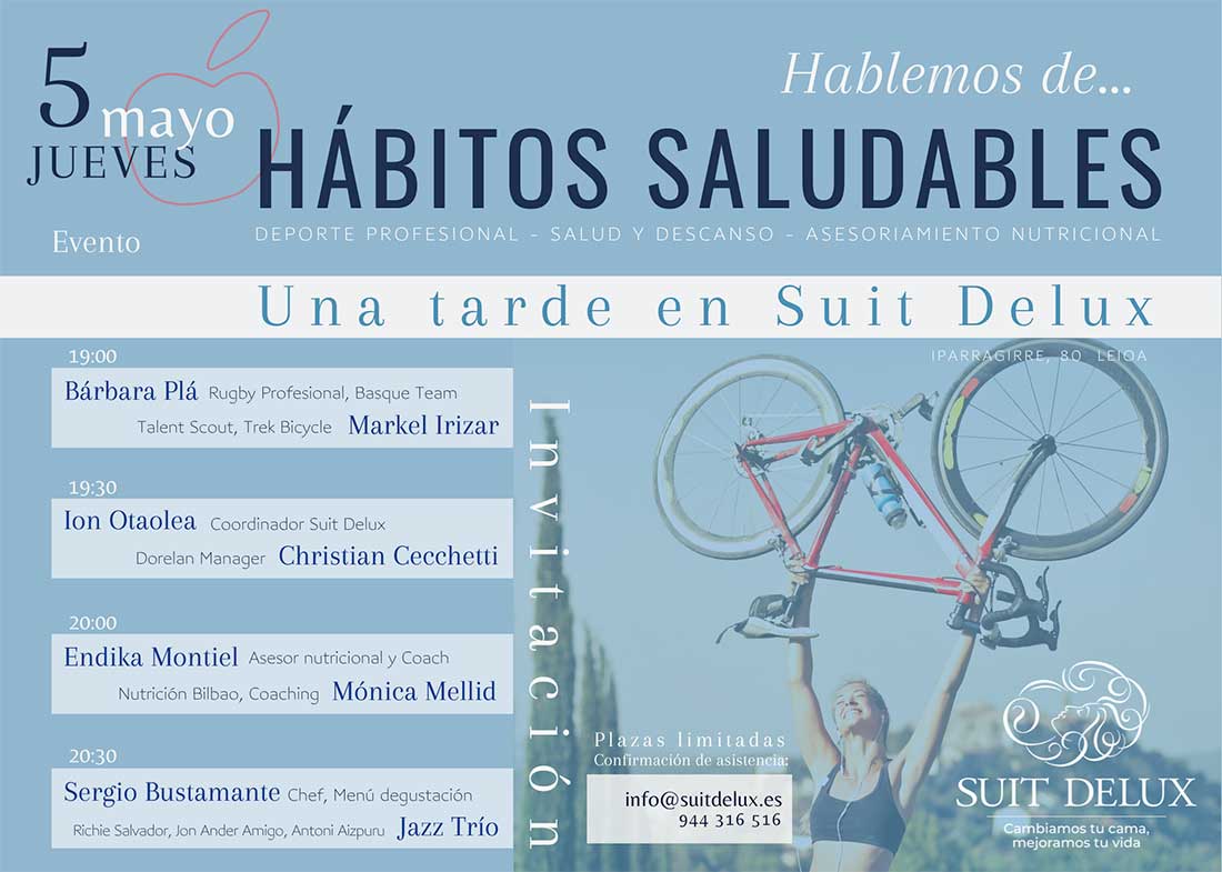 Evento: Hablemos de... Hábitos Saludables en Suit Delux el 5 de mayo del 2022