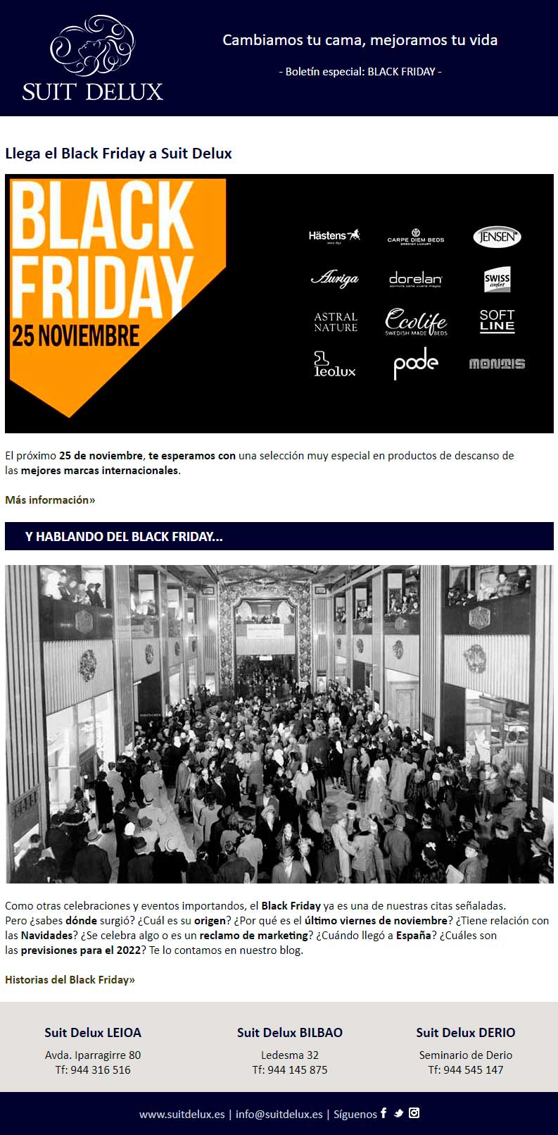 Boletín Especial Noviembre 2022 Black Friday en Suit Delux